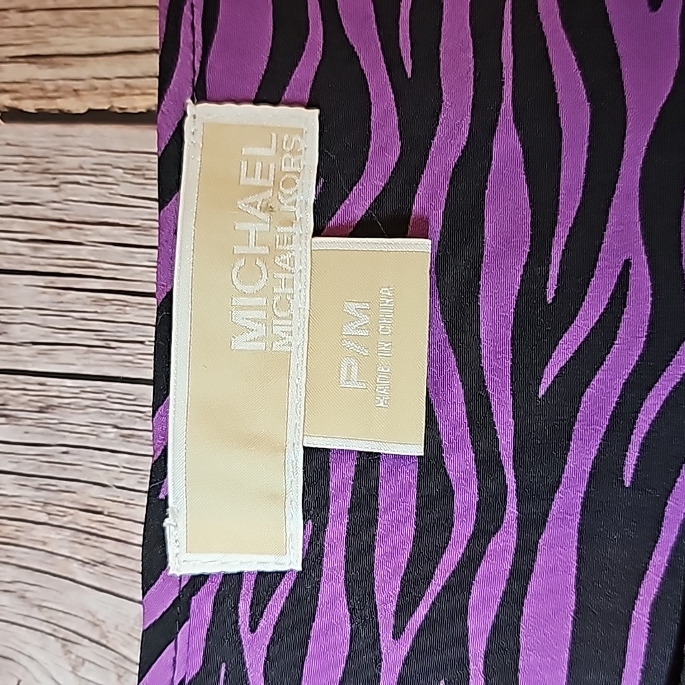 NEW MICHAEL MICHAEL KORS FLAWED PURPLE ZEBRA PRINT 3/4 SLEEVE BANDED TOP BLOUSE - Picture 11 of 14